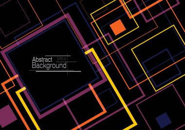 Kopya alanı siyah zemin üzerine en az geometrik kare şekilleri tasarlamak