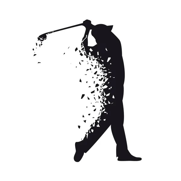 Vector Zwarte Silhouet Van Golfspeler Gebroken Schets Stijl — Stockvector