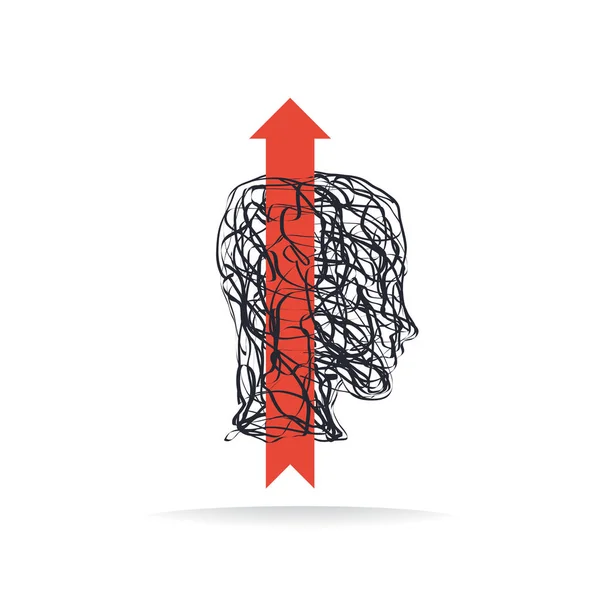 Pijl Uit Een Menselijk Hoofd Opstarten Innovatieconcept — Stockvector