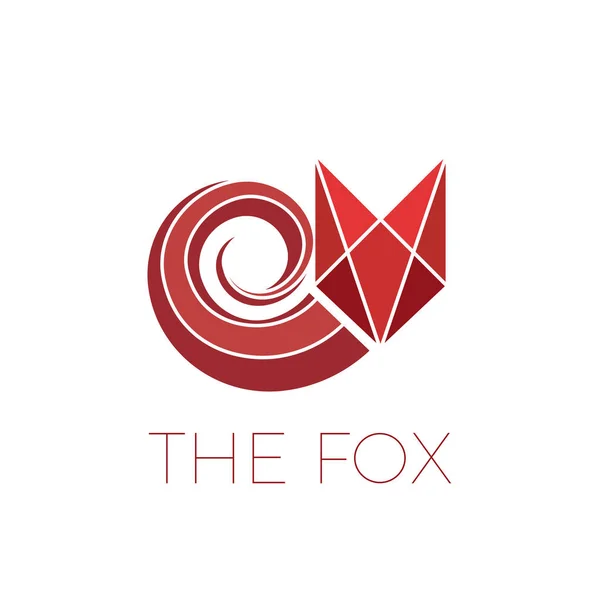 Vector Logo Red Fox Simple Geometric Shape Concept Cunning — Stock Vector