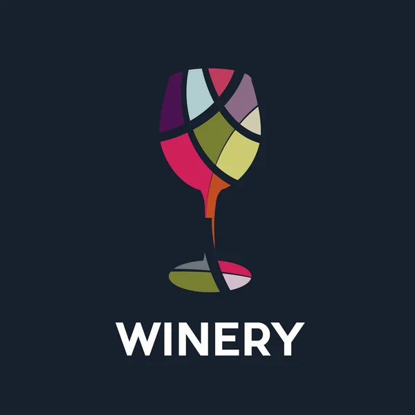 Logotipo Vetor Vidro Abstrato Vinho Estilo Mosaico Colorido Conceito Vinícola — Vetor de Stock