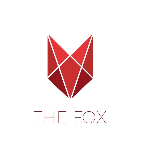 Vector Logo Red Fox Simple Geometric Shape Concept Cunning — Stock Vector