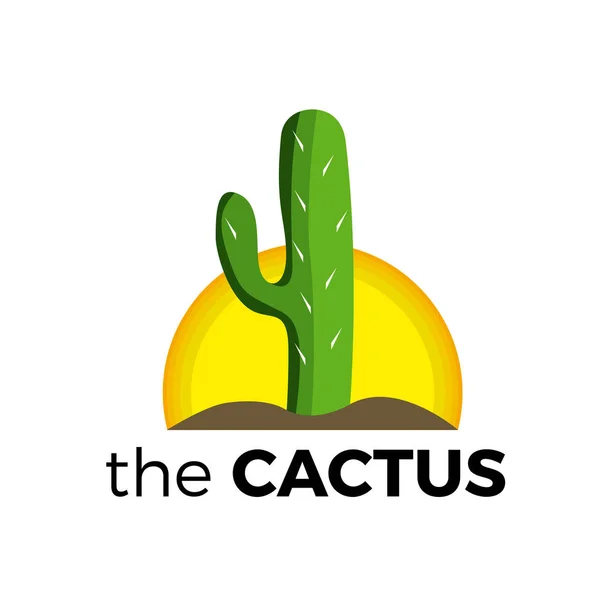 Cactus Desierto Estilo Dibujos Animados Logotipo Del Vector — Vector de stock