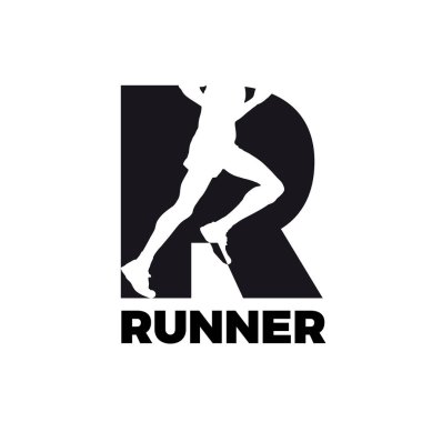 Vektör logo runner içinde harf R