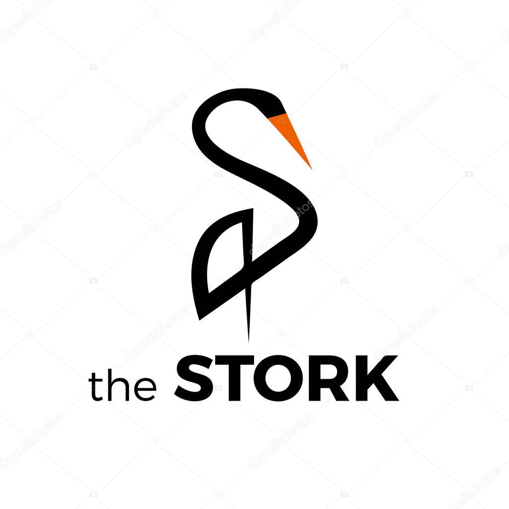 Vector logo abstract stylized stork
