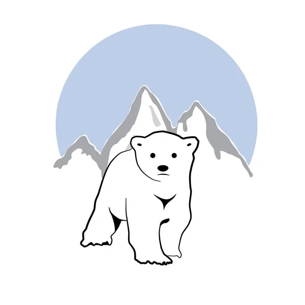 Logotipo do vetor urso branco na montanha —  Vetores de Stock