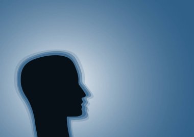 Vektör kafası sallayarak. Bir kişinin titreme.