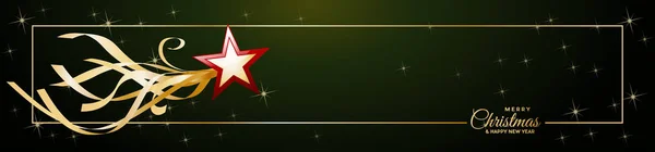 Header Comet stjärna, god jul text och gyllene ram, kopia — Stock vektor