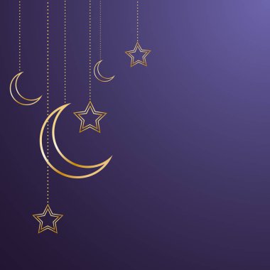 Ramazan Kareem tebrik şablon İslam hilal. Vektör illust