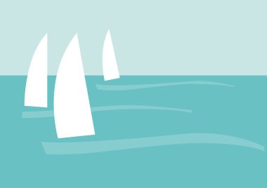 Vektör yelken arka plan. Denizde yelkenli
