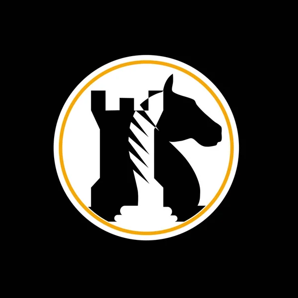 Vector logo caballo y torre de ajedrez — Vector de stock