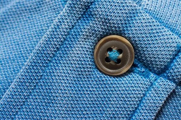 Blauwe poloshirt textuur, katoenen stof. Textiel achtergrond — Stockfoto