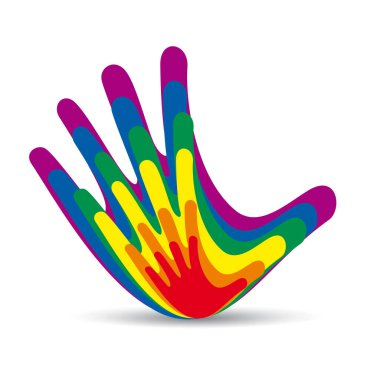 Gökkuşağı ile vektör işareti eller. Gay gurur geçit kavramı