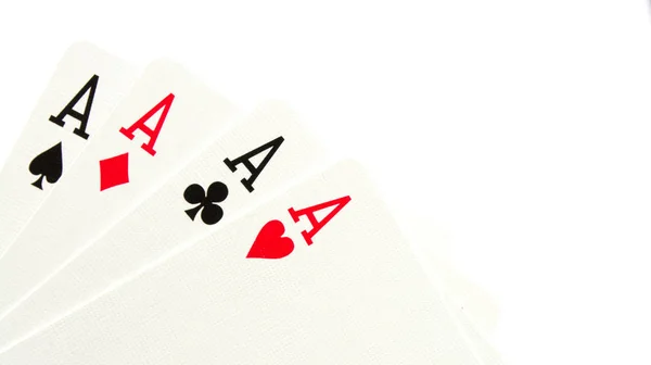 The combination of playing cards poker casino. Four aces on whit