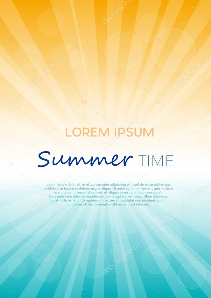 Summer time background with text. Vertical vector illustration o