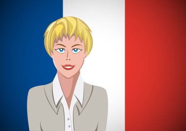 Fransızlar, bayrağın önünde. Düz d yönetici portresi