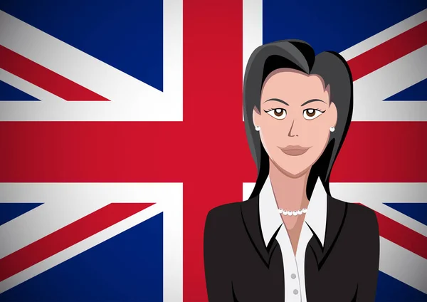 Británicos, por delante de la bandera. Retrato de manager en piso — Vector de stock