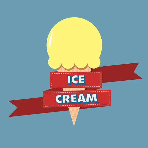 Vector cone de sorvete vintage abstrato, em design plano — Vetor de Stock