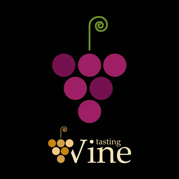 Vetor assinar degustação de vinhos com uvas e texto — Vetor de Stock