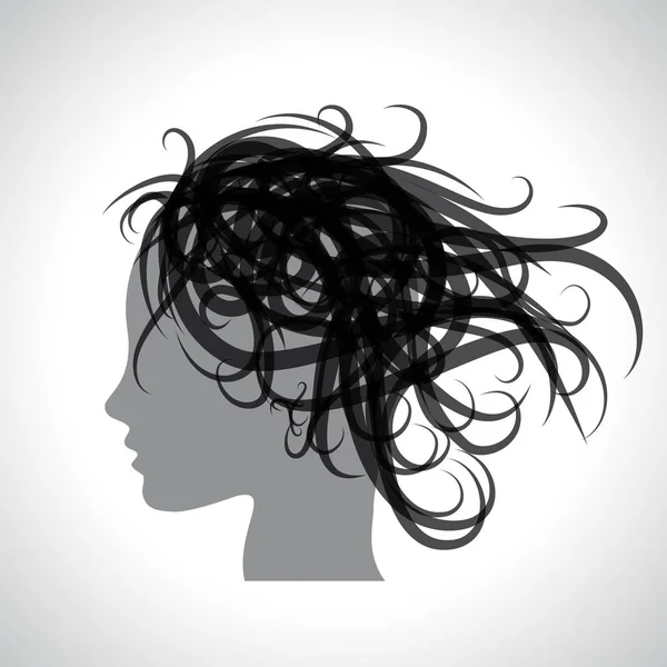Femme aux cheveux salissants, logo vectoriel coiffeur — Image vectorielle