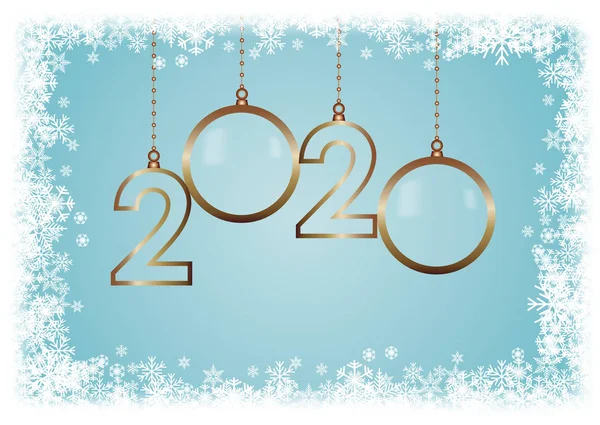 Nuevas imágenes del año 2020. celebrar la tarjeta con saludos navideños, vec — Vector de stock