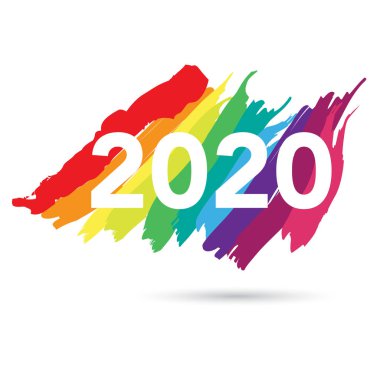 2020, mutlu yıllar. Gökkuşağı backgr ile vektör yaratıcı sayı