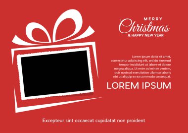 Noel ve fotoğraflı arka plan, boş çerçeve. Vektör templat