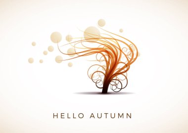 Ağaç ölü yaprakları ile rüzgar tarafından taşındı, vektör sonbahar backgroun