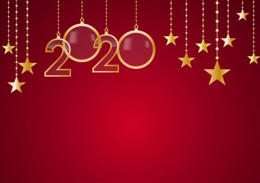 2020 Mutlu Yeni Yıl tatil tebrik, vecto ile kart kutlamak