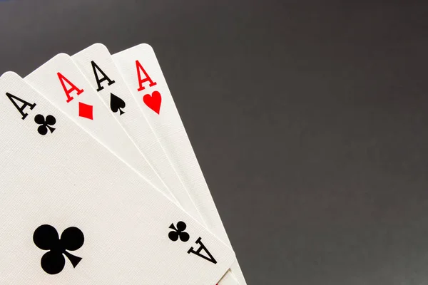 Kombinacja kart do gry w pokera kasyna. Cztery asy na szaro — Zdjęcie stockowe