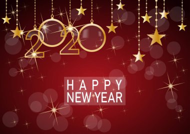 2020 Mutlu Yeni Yıl tatil tebrik, vecto ile kart kutlamak