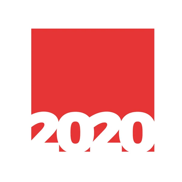 2020, un an nou fericit. Numărul creativ vectorial în interiorul pătratului roșu — Vector de stoc