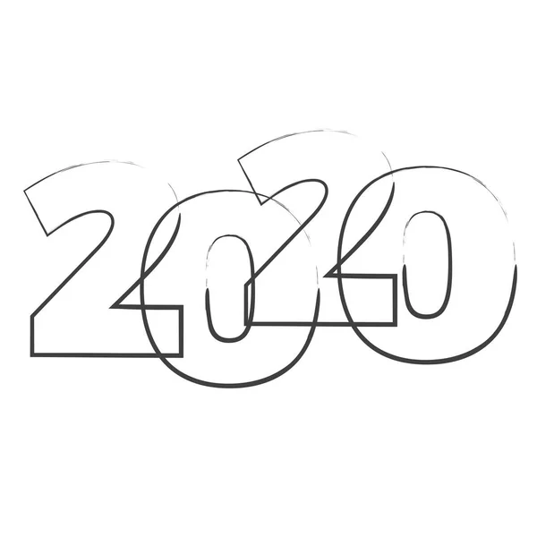 Abstract new year 2020, vector creative text scrawled in pen — Stock Vector