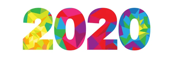 2020, happy new year. Vector creative number with rainbow mosaic — Stock Vector