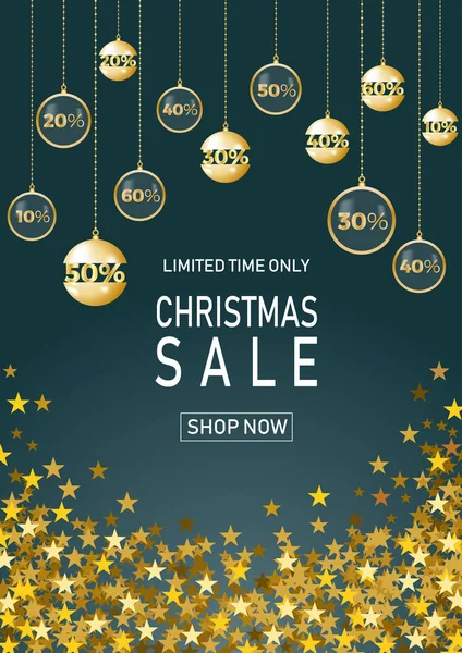 Різдвяний святковий розпродаж на синьому фоні з зіркою. Обмежений час — стоковий вектор