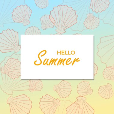 Merhaba deniz kabuklu Summer. Broşür, Flyer veya Depliant için iş amaçlı tasarım şablonu. Vektör arkaplanı
