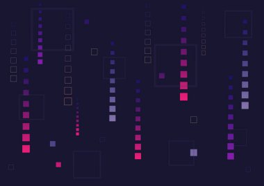Yağmur gibi düşen pikseller. Vektör Arkaplanı. Broşürler, broşürler, dergiler, kartvizitler, afişler, başlıklar, kitap kapakları için soyut tasarım şablonu.