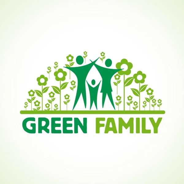 Zielona Rodzina Otwartymi Ramionami Wewnątrz Kwiatów Szablon Projektu Logo Ilustracja — Wektor stockowy