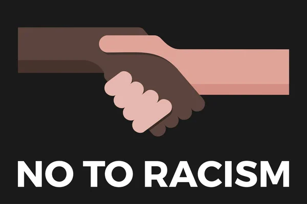 Nej Till Rasism Stoppa Rasism Och Diskriminering Handslag Olika Raser — Stock vektor