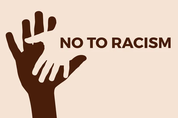 Nie Rasizmowi Skończ Rasizmem Dyskryminacją Uścisk Dłoni Różnych Ras Ilustracja — Wektor stockowy