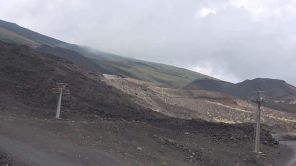 Pittoresco Paesaggio Vulcanico Dell Etna Vista Dalla Funivia Parco Nazionale — Video Stock