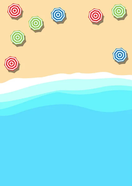 Летняя Концепция Векторный Фон Плаката Пляж Море Плоским Видом — стоковый вектор