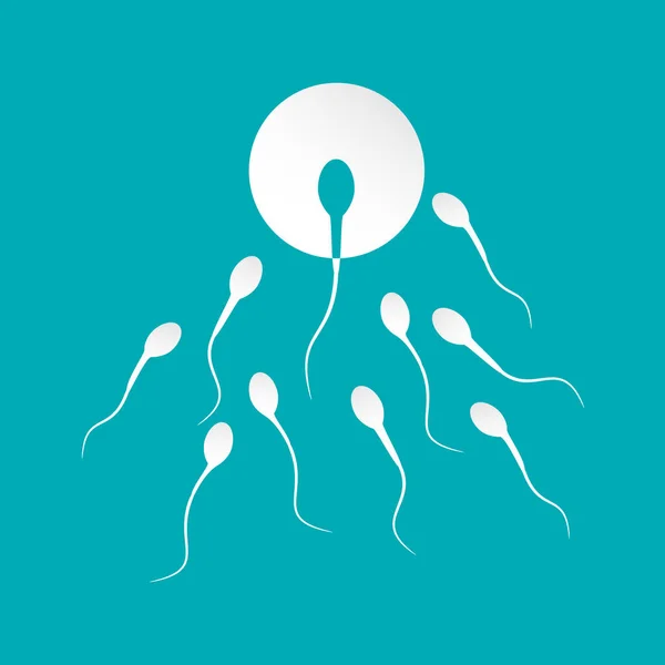 Esperma Lucha Para Conquistar Óvulo Humano — Vector de stock