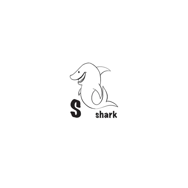 Página para colorear tiburón — Vector de stock