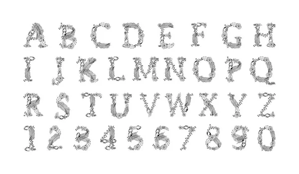Handbemalte Vektorbuchstaben mit Blumen. Blumenbuchstaben — Stockvektor