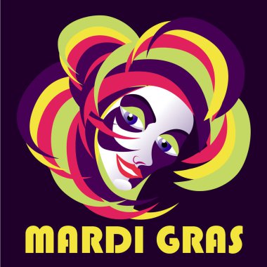 Karnaval maskesi tüyleri ile. Madrid ciğeri poster