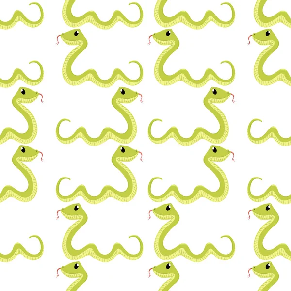 Cartone animato carino verde sorrisi serpente vettore animale illustrazione . — Vettoriale Stock