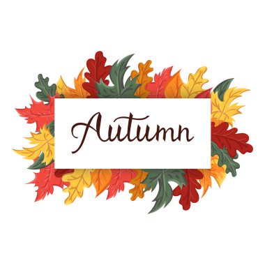 Modern brush phrase autumn. Background with the image of a leaf fall.