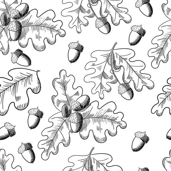 Feuille de chêne vectoriel et motif de glands sans couture. Éléments d'automne . — Image vectorielle