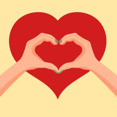 Women hands making heart sign up over, Valentines day